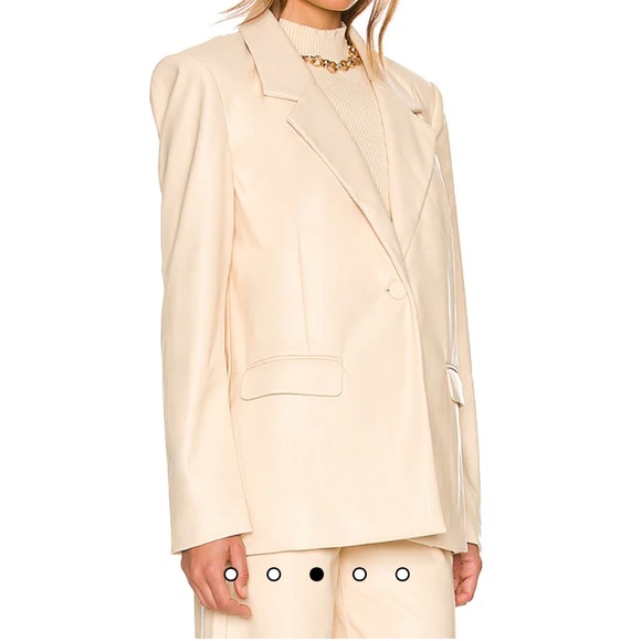 Vegan Leather Blazer in Ivory - Picture 4 of 5